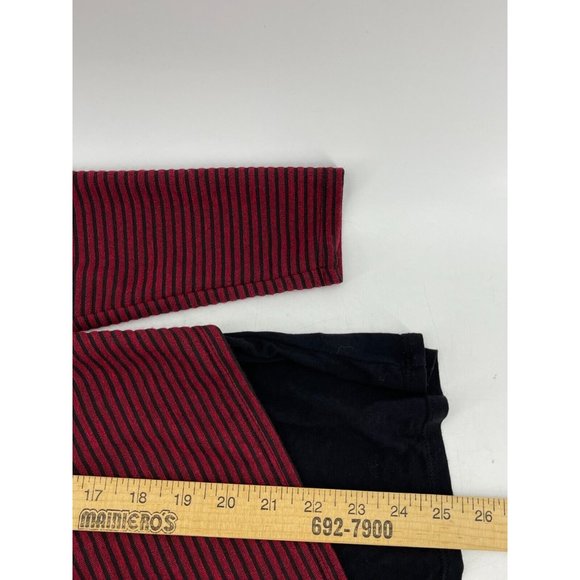 AGB Petite Women's Red Black Striped Lined Knit Shirt Top Shirt Blouse Size PS - Picture 8 of 9